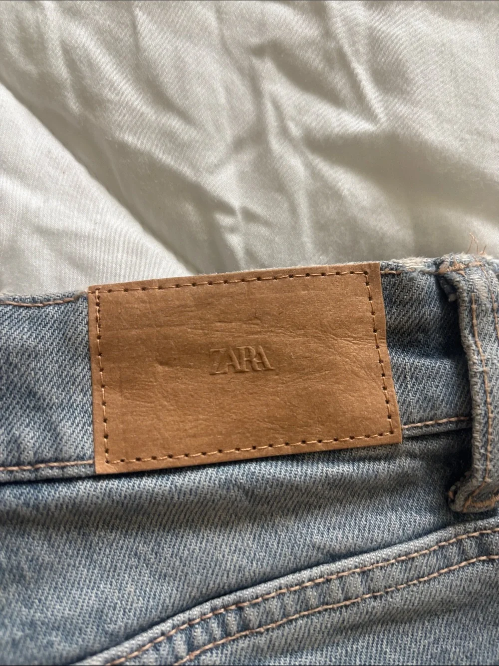 Zara Faded Blue Distressed Denim Shorts